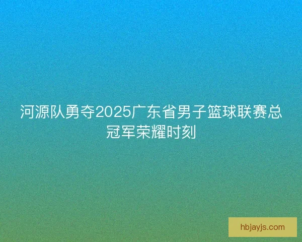 河源队勇夺2025广东省男子篮球联赛总冠军荣耀时刻
