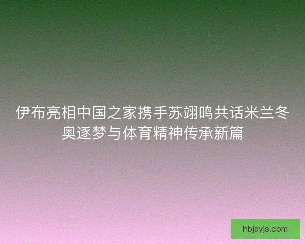 伊布亮相中国之家携手苏翊鸣共话米兰冬奥逐梦与体育精神传承新篇